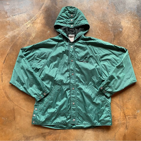 adidas Other - VTG 90s Adidas Green Hooded Oversized Windbreaker Track Jacket